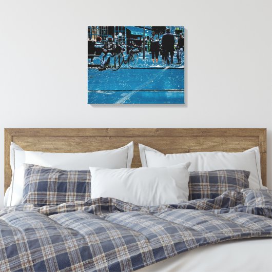 Blue street uitzicht canvas afdruk (Insitu (Slaapkamer))