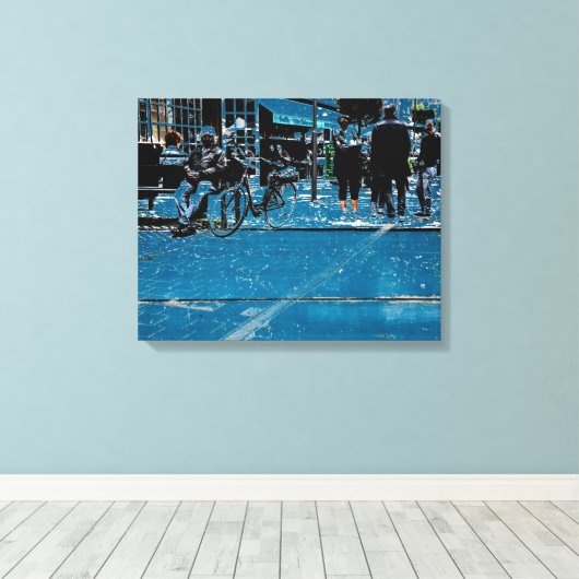 Blue street uitzicht canvas afdruk (Insitu (Houten vloer))