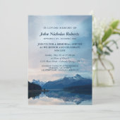 Blue Striking Mountain Lake Memorial Service Kaart (Staand voorkant)