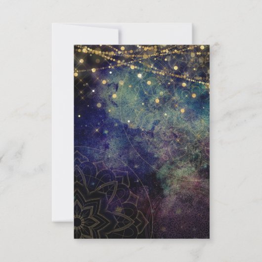 Blue String Light Mandala Vrijgezellenfeest Party Kaart (Achterkant)