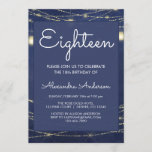 Blue String Light Mason Jar 18th Birthday Kaart<br><div class="desc">Royal Blue and Gold String Light Mason Jar 18e verjaardag Party Invitation for an 18th verjaardagsfeest. Deze uitnodiging is perfect voor een nacht onder de nachtelijke hemel Mason Jar op String Lights Outdoor die 18 (achttien) Birthday Party draait. Neem contact op met de ontwerper voor aangepaste overeenkomende objecten.</div>