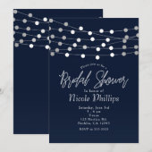 Blue String Lights Modern Chic-Vrijgezellenfeest Kaart (Voorkant / Achterkant)