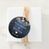 Blue String Lights Rustiek Hout Boho Schuur Huweli Bedankjes Labels (In situ)