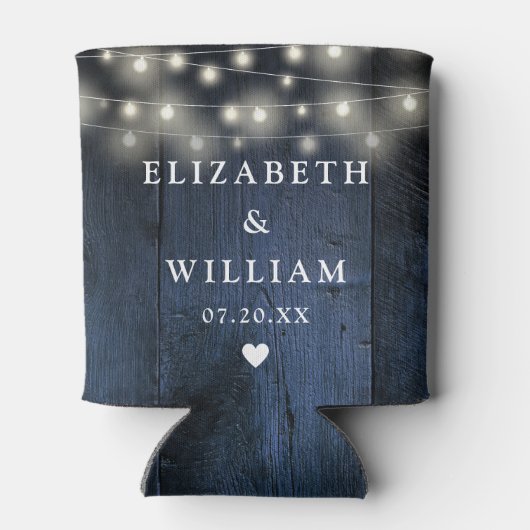 Blue String Lights Rustiek Hout Boho Schuur Huweli Blikjeskoeler (Achterkant)