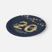 Blue Strings of Lights 20ste Jubileum Party Papieren Bordje (Gekanteld)