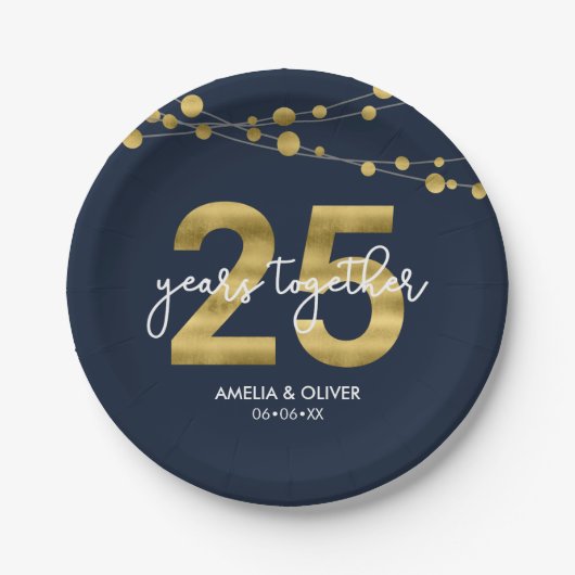 Blue Strings of Lights 25e Jubileum Papieren Bordje (Voorkant)