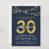 Blue Strings of Lights 30 Jaars Class Reünie Kaart (Voorkant)