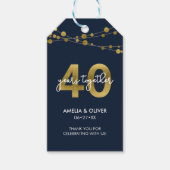 Blue Strings of Lights 40ste huwelijksverjaardag Cadeaulabel (Voorkant)