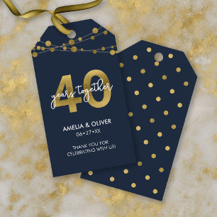 Blue Strings of Lights 40ste huwelijksverjaardag Cadeaulabel