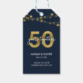 Blue Strings of Lights 50th Wedding Jubileum Cadeaulabel (Voorkant)