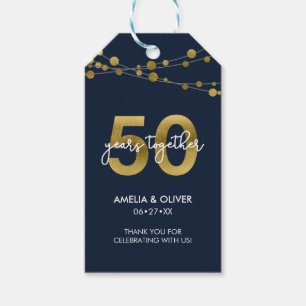 Blue Strings of Lights 50th Wedding Jubileum Cadeaulabel