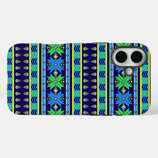 Blue Stripe Aztec Case-Mate iPhone Case (Achterkant (horizontaal))