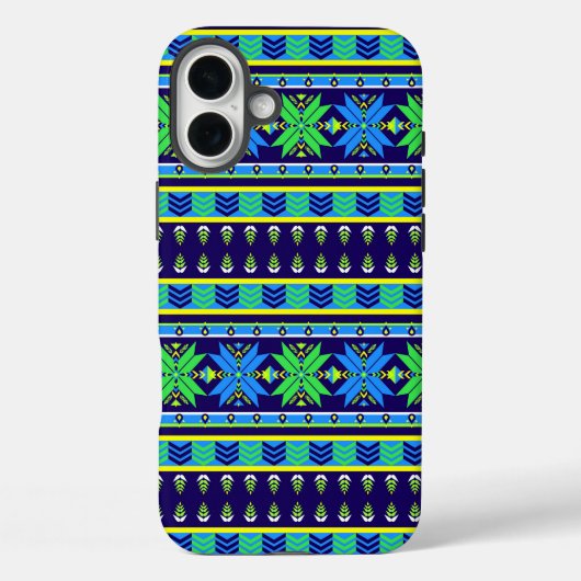 Blue Stripe Aztec Case-Mate iPhone Case (Achterkant)