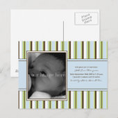 Blue Stripe Baby aangekondigd Aankondigingskaart (Voorkant / Achterkant)