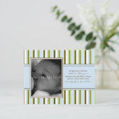 Blue Stripe Baby aangekondigd Aankondigingskaart (Staand voorkant)