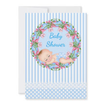 Blue Stripe Baby shower Invitation with Slaping