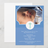 Blue Stripe Baptism Baby Dedication 5x7 foto Kaart (Voorkant / Achterkant)