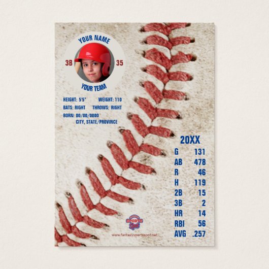 Blue Stripe Baseball Trading Kaart - Aangepaste ST (Achterkant)