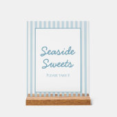 Blue Stripe Beach Club Cabana Beach Dessert Sign Acryl Bord (Voorkant)