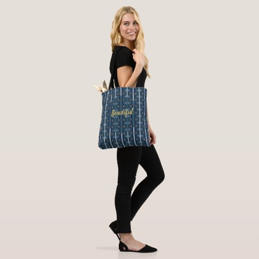 Blue Stripe Beautiful Tote van Poet Adiela Akoo Tote Bag (Op model)