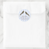 Blue Stripe Birds Adres Sticker (Tas)