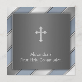 Blue Stripe Boys Eerste Communie Kaart