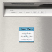 Blue Stripe Chocolate Brown Save the Date Magnet (Insitu (Vaatwasser))