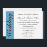 Blue Stripe Chocolate Brown Wedding Invitations Kaart<br><div class="desc">Aangepast gedrukte blauwe en bruine uitnodigingen.</div>