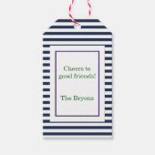 Blue Stripe Custom Wine Label Cadeaulabel (Voorkant)