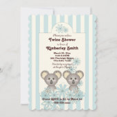 Blue Stripe Cute Koala Twin Boy Baby shower Kaart (Voorkant)