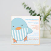 Blue Stripe Ducky Baby Boy Shower Uitnodiging (Staand voorkant)