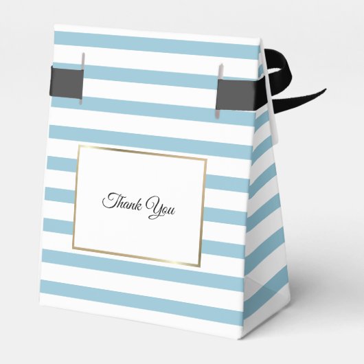 Blue Stripe Elegant Gold First Heilige Communie Bedankdoosjes (Achterkant)