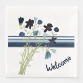 Blue Stripe en Bloemen Welkom Servet (Voorkant)