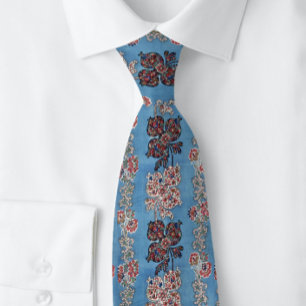 Blue Stripe Floral Victoriaans Engeland Stropdas