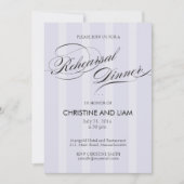 Blue Stripe Flourish Script Rehearsal Dinner Kaart (Voorkant)