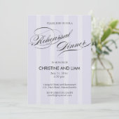 Blue Stripe Flourish Script Rehearsal Dinner Kaart (Staand voorkant)