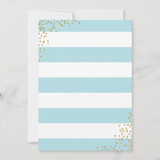 Blue Stripe Glitter Stippen Baby shower Uitnodigin Kaart (Achterkant)