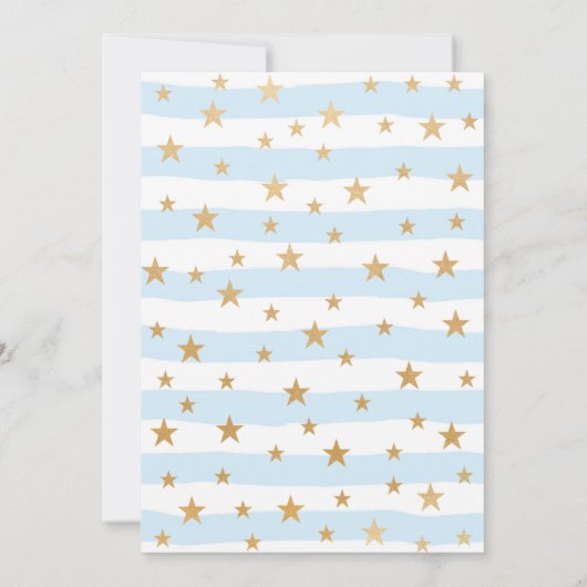 Blue Stripe + Gold Star DROP-IN Boy Baby shower Kaart (Achterkant)