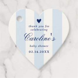 Blue Stripe Heart Valentine Baby Shower Bedankjes Labels