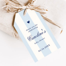 Blue Stripe Heart Valentine Baby Shower Favor Cadeaulabel