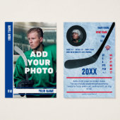 Blue Stripe Hockey Trading Kaart - Aangepaste STAT (Voorkant /achterkant)