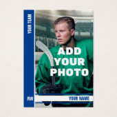 Blue Stripe Hockey Trading Kaart - Aangepaste STAT (Voorkant)