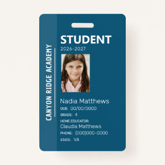 Blue Stripe Homeschool Student ID Badge