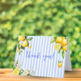 Blue Stripe Lemons Baby Shower Thank You Card Bedankkaart