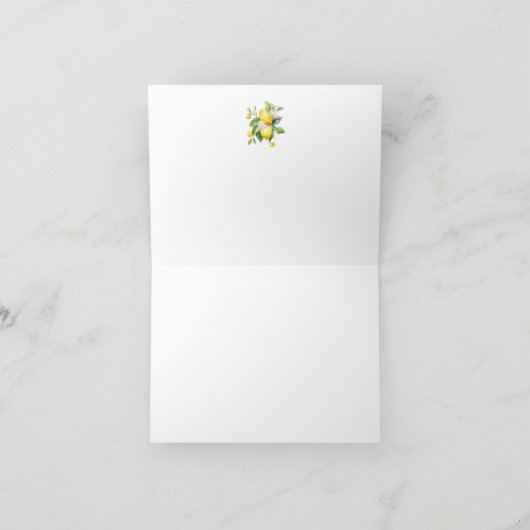 Blue Stripe Lemons Baby Shower Thank You Card Bedankkaart (Binnen)