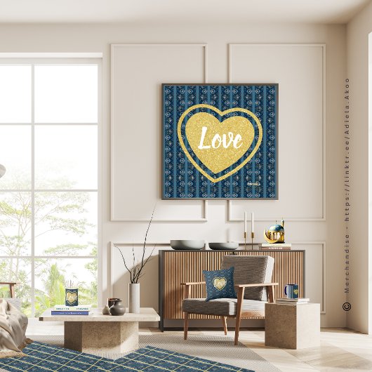 Blue Stripe Love Poster van Poet A