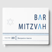 Blue Stripe Modern Bar Mitzvah Gastenboek (Voorkant)