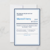 Blue Stripe Modern Bar Mitzvah RSVP (Voorkant)