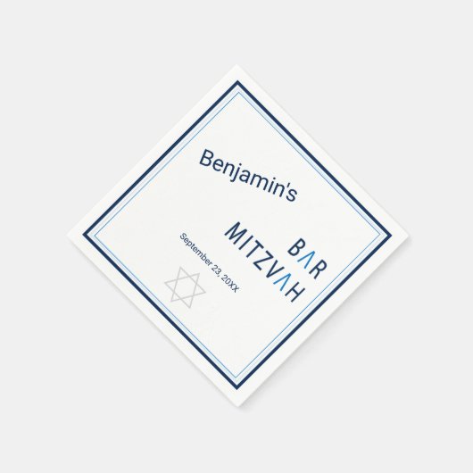 Blue Stripe Modern Bar Mitzvah Servet (Hoek)