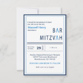 Blue Stripe Modern Bar Mitzvah Uitnodiging (Voorkant)